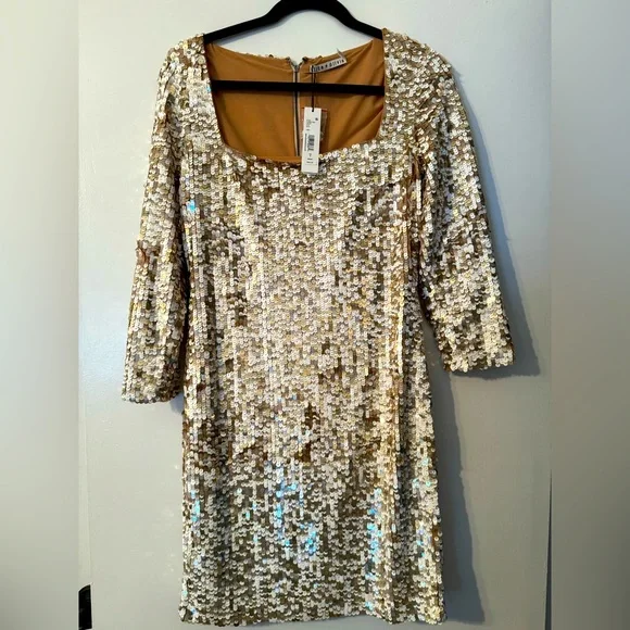 alice and olivia white and gold dress Custom Oyemwen Gold Sequin High Slit Birthday Dress – Fashion Bomb Daily  Shop